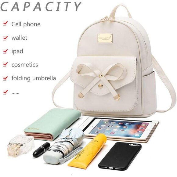 Girls Leather Mini Backpack Bowknot Purse for Women Casual Daily Travel main image 4